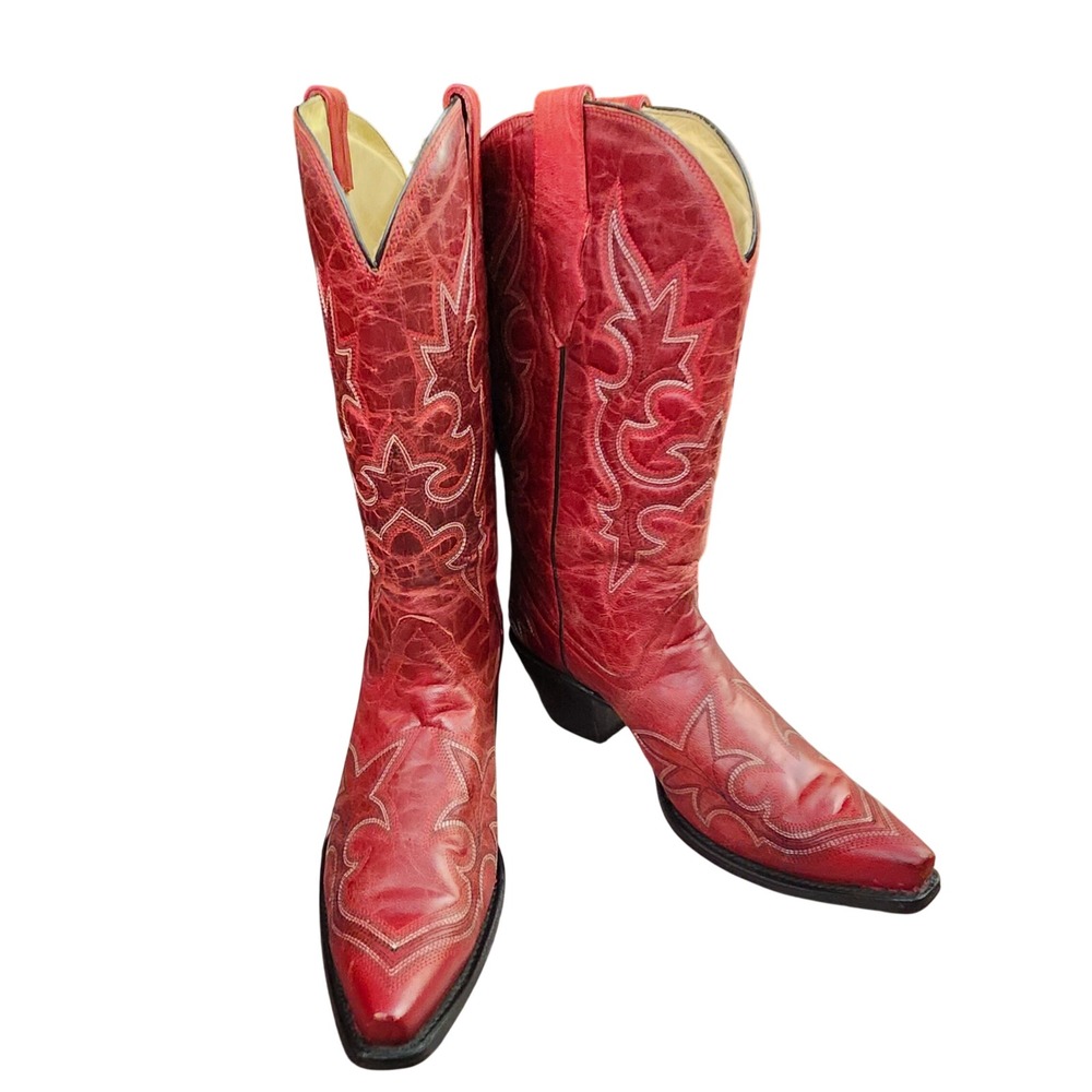 Corral Picasso R1952 Red Leather Embroidered Western Cowgirl Boots Womens 10 M